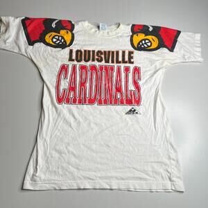 Vintage Louisville Cardinals T-Shirt Apex One Large White Red Black Made USA 90s